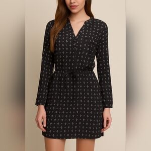 Maurices Long Sleeve Black Elastic Waistband Dress